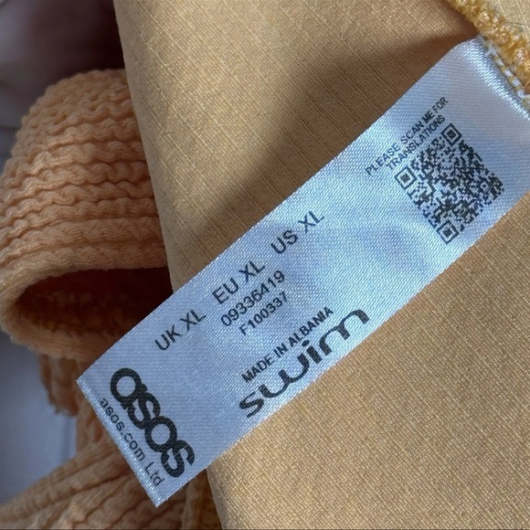 ASOS Swimwear Orange Crinkle One Piece Swimsuit Beach Pool Vaca Bathing Suit XL - Picture 3 of 5